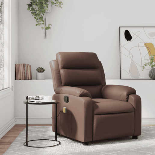 vidaXL Poltrona de massagens reclinável couro artificial castanho vidaXL Poltrona de massagens reclinável couro artificial castanho