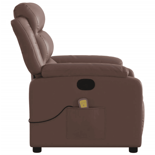 vidaXL Poltrona de massagens reclinável couro artificial castanho vidaXL Poltrona de massagens reclinável couro artificial castanho