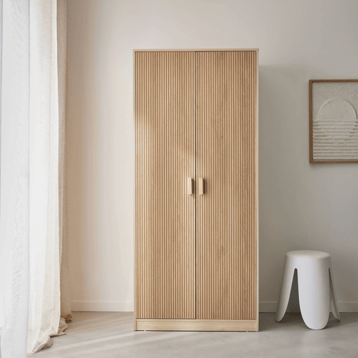 Quarto de vestir, roupeiro de duas portas, Linear, Natural, 80x48x180 cm