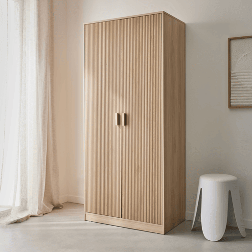 Quarto de vestir, roupeiro de duas portas, Linear, Natural, 80x48x180 cm