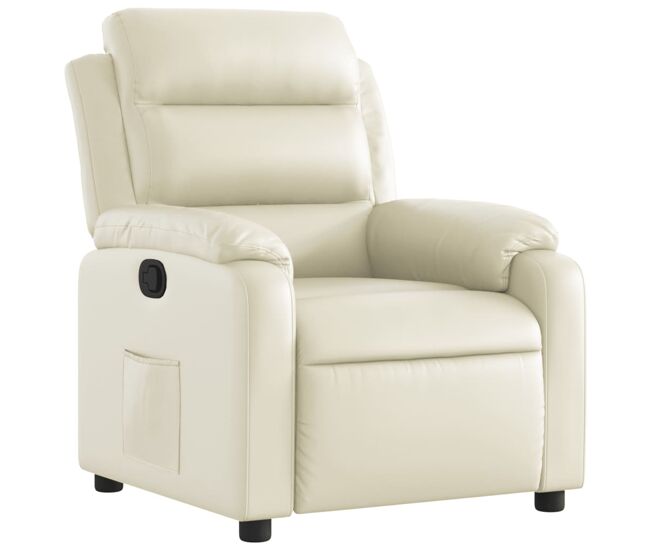 Vidaxl sillón reclinable de cuero sintético crema