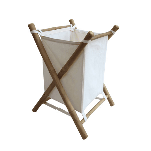 Cesto para roupa suja dobrável em bambu e tecido, Fidji, Natural, 41x39x60 cm