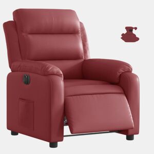 vidaXL Poltrona reclinável elétrica couro artificial vermelho tinto