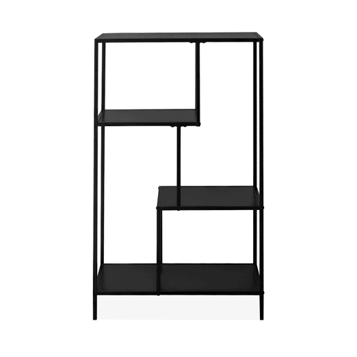 Estante assimétrica em metal preto com 4 prateleiras, Industrielle, Preto, 69x33x113.5 cm