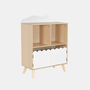 Estante de 2 prateleiras e 2 portas para crianças, Azur, Branco, 60x30x82 cm
