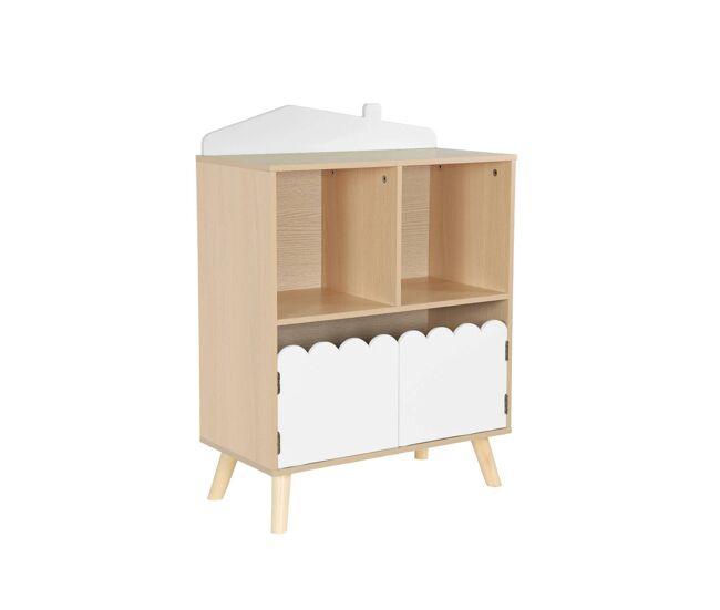 Librería infantil de 2 estantes y 2 puertas, azur, blanco, 60x30x82 cm