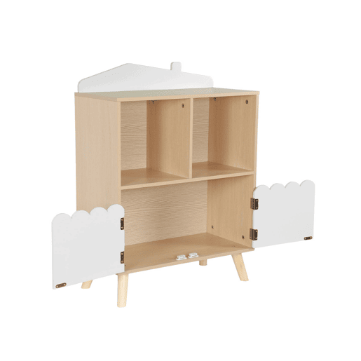 Estante de 2 prateleiras e 2 portas para crianças, Azur, Branco, 60x30x82 cm