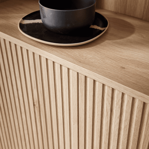 Estante em madeira e metal preto de 2 portas, Braga, Natural, 29x80x170.5 cm