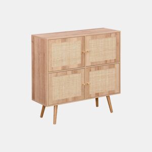 Cómoda para crianças com efeito de madeira, 4 portas, Boheme kids, Natural, 80x30x80 cm