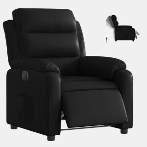 vidaXL Poltrona reclinável elétrica couro artificial preto