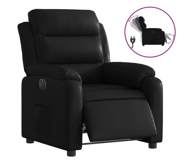 Vidaxl sillón reclinable eléctrico de cuero sintético negro