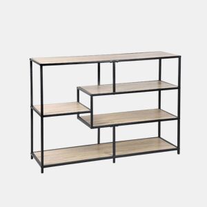 Estante com efeito de metal e madeira, 5 níveis, Loft, Madeira, 114x33x78 cm
