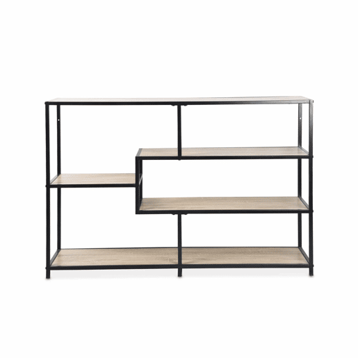 Estante com efeito de metal e madeira, 5 níveis, Loft, Madeira, 114x33x78 cm