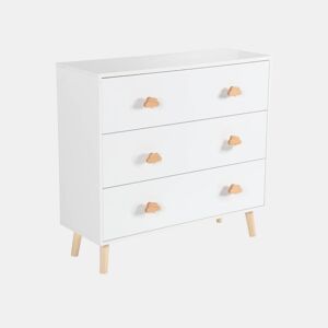 Cómoda de criança, 3 gavetas, Nephos, Branco, 80x30x75.7 cm