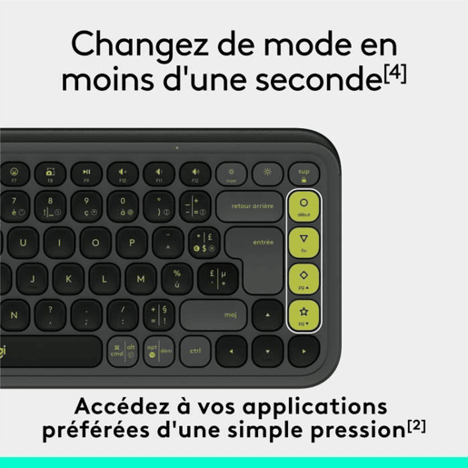 Teclado sem Fios Logitech Pop Icon Keys Cinzento escuro AZERTY