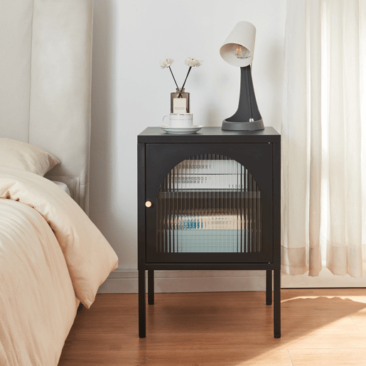Mesa de cabeceira Karlskrona 60x42,5x40 cm - Preto mate en.casa