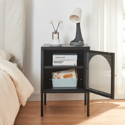 Mesa de cabeceira Karlskrona 60x42,5x40 cm - Preto mate en.casa