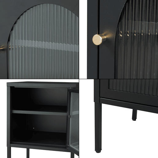Mesa de cabeceira Karlskrona 60x42,5x40 cm - Preto mate en.casa