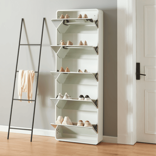 Sapateira Aure com 5 portas com dobradiças 180x63x24 cm - Branco en.casa