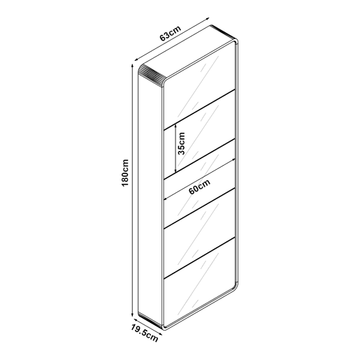 Sapateira Aure com 5 portas com dobradiças 180x63x24 cm - Branco en.casa
