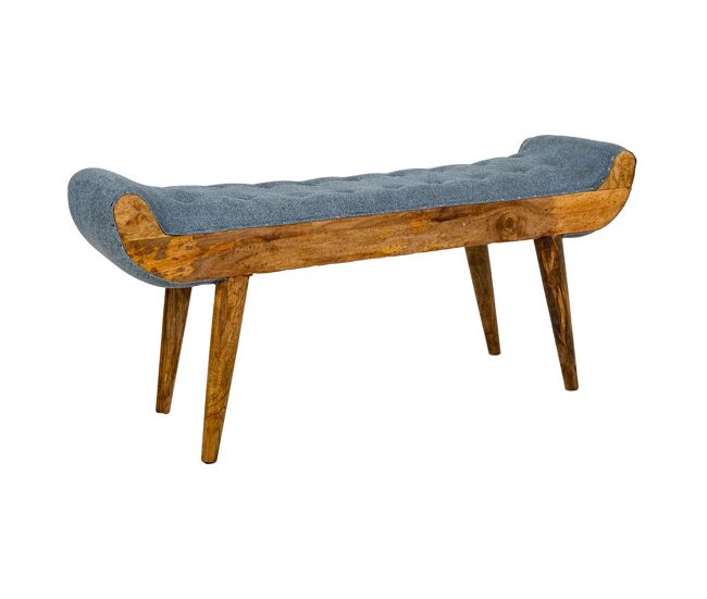 Banco de piel azul 125x51x38