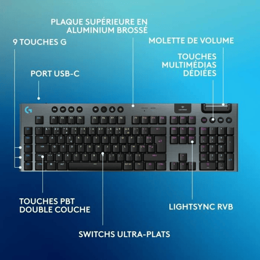 Teclado sem Fios Logitech G915 TKL X Preto AZERTY