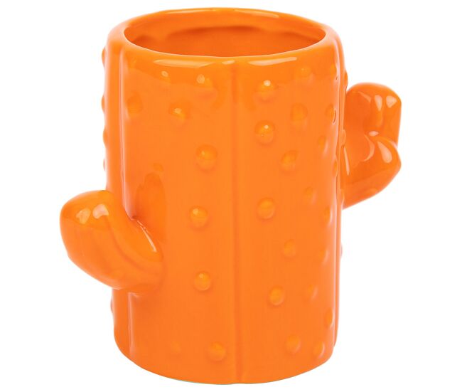 Porta lápices cactus de cerámica naranja 13,5x7,8x11