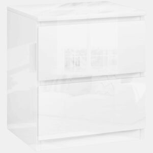 HOMCOM Mesa de Cabeceira Moderna Mesa de Cabeceira com 2 Gavetas Mesa de Cabeceira para Dormitório 40x34x45 cm Branco Brilhante