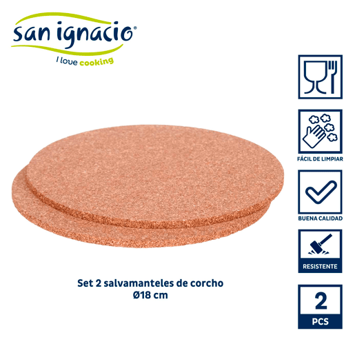 Conjunto de 2 bases redondas de cortiça coleção KINVARA