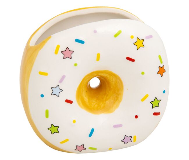 Porta lápices donut de cerámica blanco 11x6,5x11
