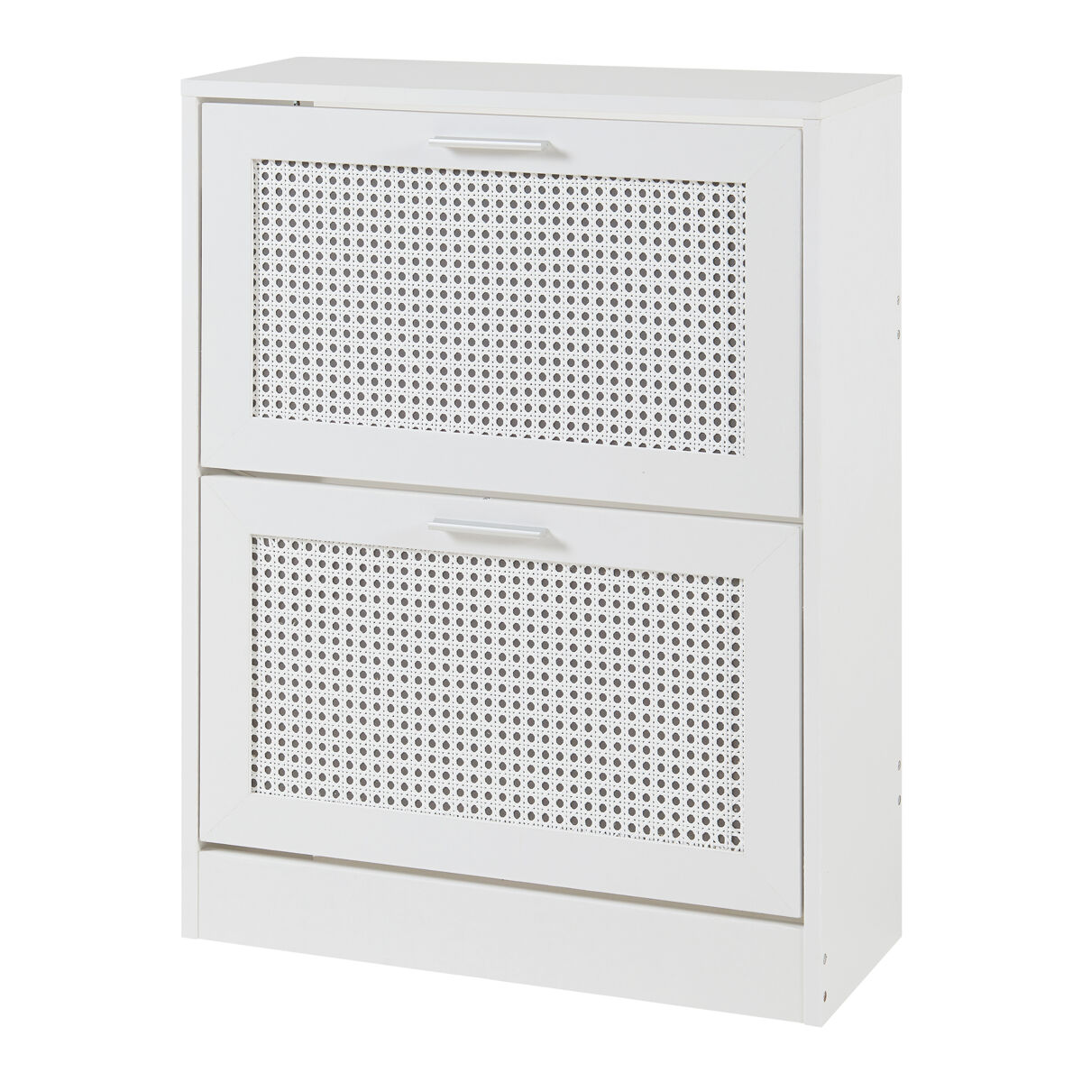 Zapatero vesilahti con 2 puertas abatibles para 8 pares 80x60x24 cm - blanco [en.casa]