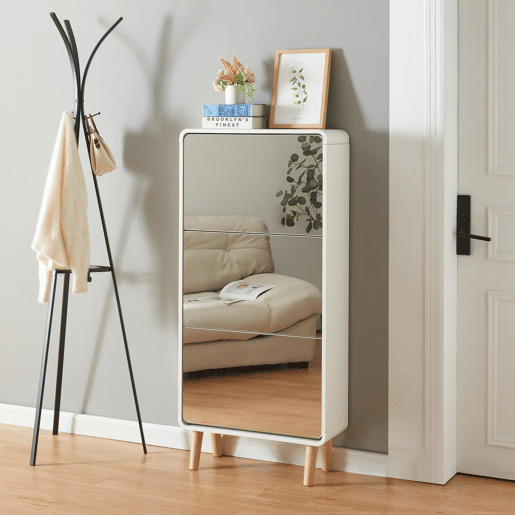 Sapateira Aure com 3 portas de batente 134x63x24 cm - Branco en.casa