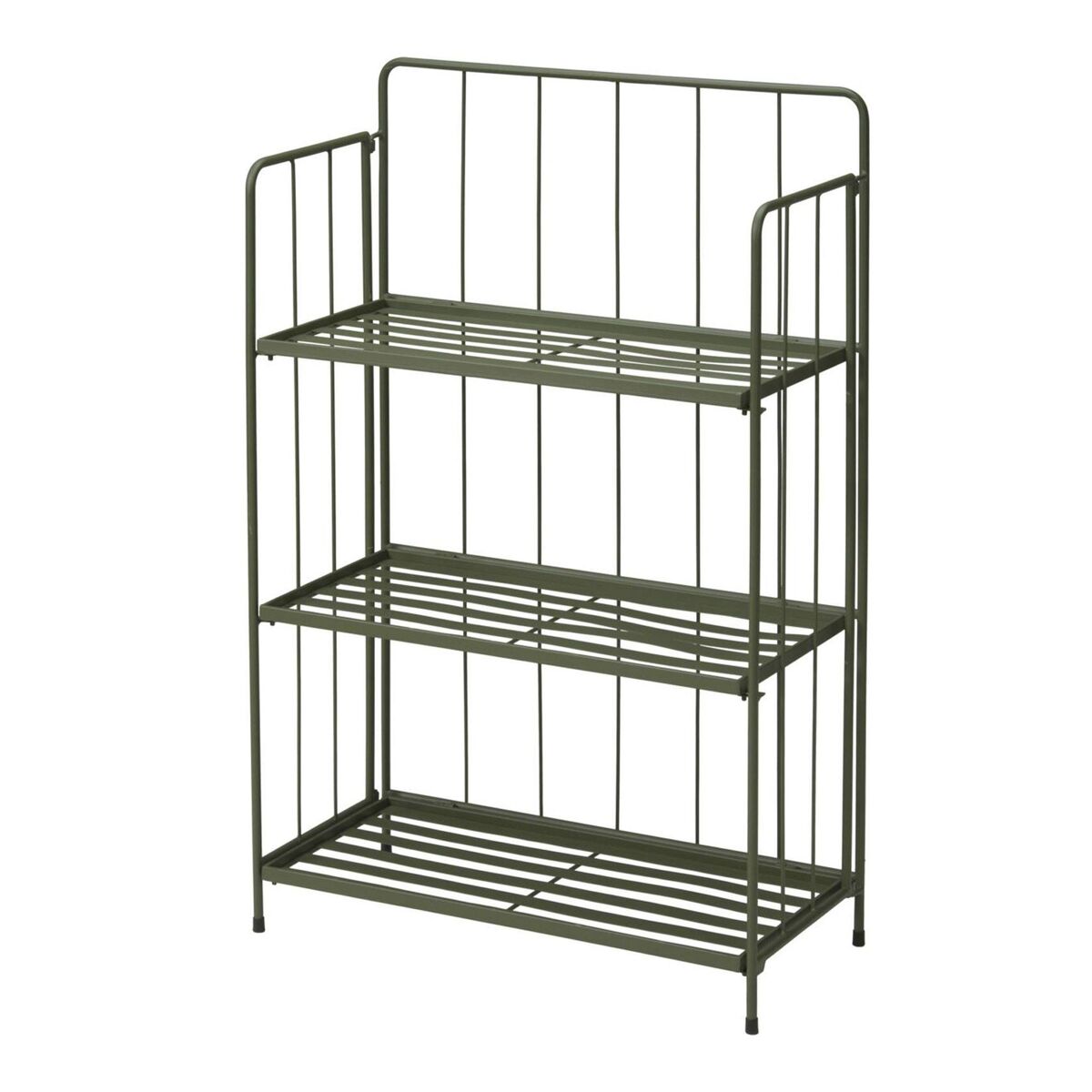 Jardinera de 3 niveles en metal verde tiene un tamaño de 58x27x90cm