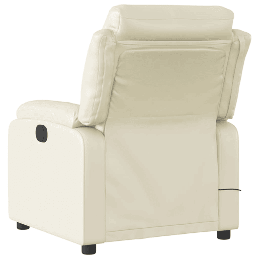 vidaXL Poltrona massagens reclinável elétrica couro artificial creme vidaXL Poltrona massagens reclinável elétrica couro artificial creme