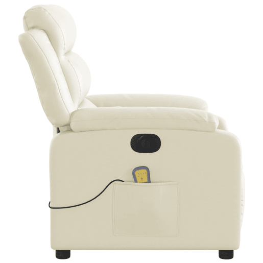 vidaXL Poltrona massagens reclinável elétrica couro artificial creme vidaXL Poltrona massagens reclinável elétrica couro artificial creme