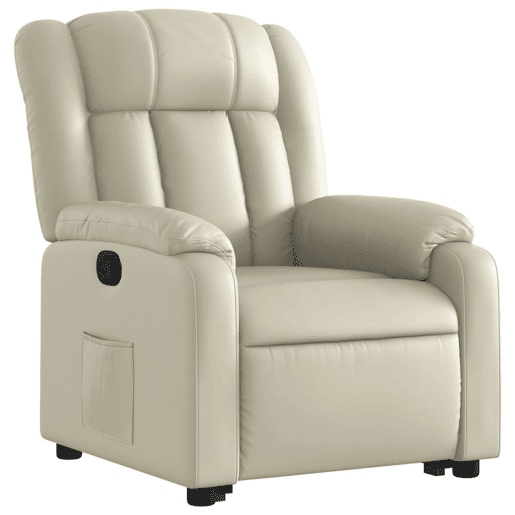 vidaXL Poltrona reclinável elevatória couro artificial cor creme vidaXL Poltrona reclinável elevatória couro artificial cor creme