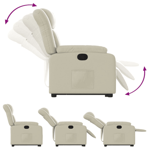 vidaXL Poltrona reclinável elevatória couro artificial cor creme vidaXL Poltrona reclinável elevatória couro artificial cor creme