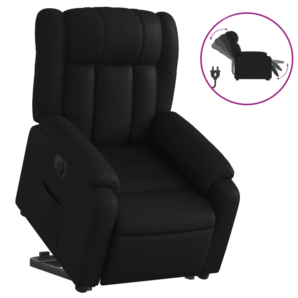 Vidaxl sillón reclinable elevable eléctrico de cuero sintético negro