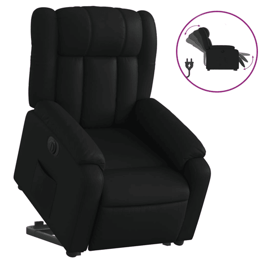 vidaXL Poltrona reclinável elevatória elétrica couro artificial preto vidaXL Poltrona reclinável elevatória elétrica couro artificial preto
