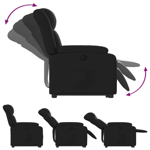 vidaXL Poltrona reclinável elevatória elétrica couro artificial preto vidaXL Poltrona reclinável elevatória elétrica couro artificial preto