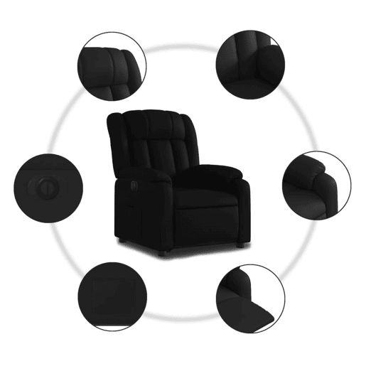 vidaXL Poltrona reclinável elevatória elétrica couro artificial preto vidaXL Poltrona reclinável elevatória elétrica couro artificial preto