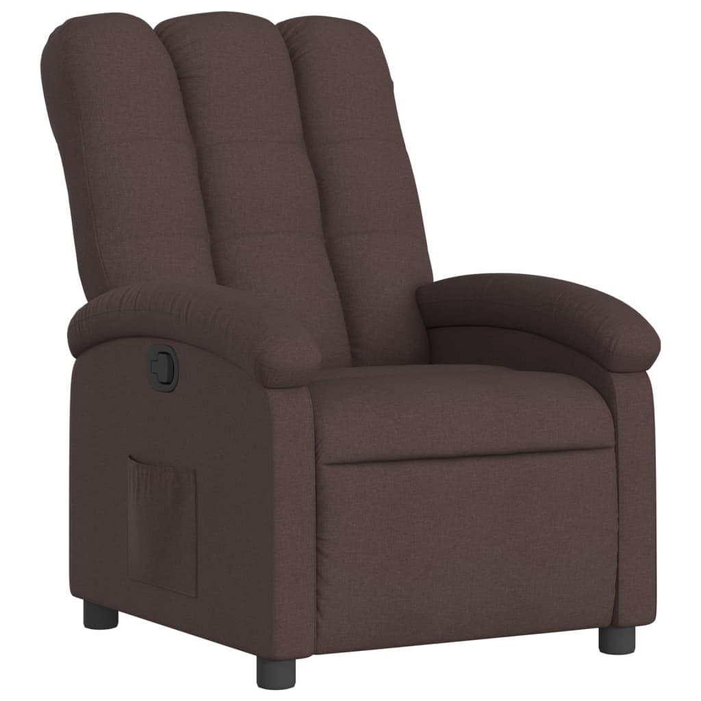 Vidaxl sillón reclinable de tela marrón oscuro