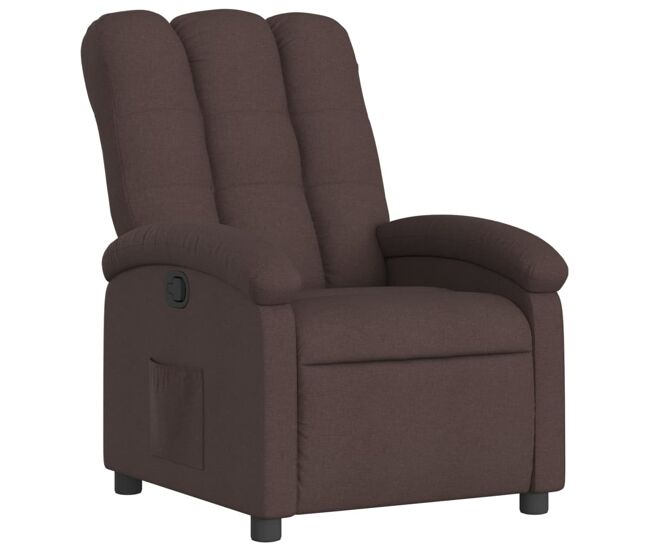 Vidaxl sillón reclinable de tela marrón oscuro