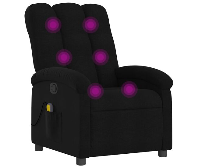Vidaxl sillón reclinable de masaje de tela negro