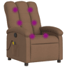vidaXL Poltrona de massagens reclinável tecido castanho