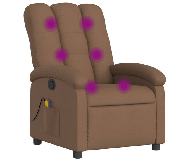 Vidaxl sillón reclinable con masaje de tela marrón