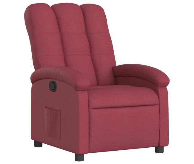 Vidaxl sillón reclinable de tela rojo tinto