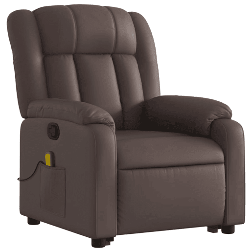 vidaXL Poltrona massagens reclinável elevatória couro artif. castanho vidaXL Poltrona massagens reclinável elevatória couro artif. castanho