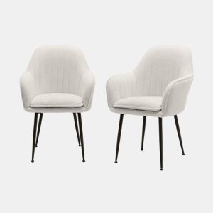 Cadeirãos encaracolado com pernas de metal, set de 2, Shella boucle, Boucle branco, 57x59x84.5 cm