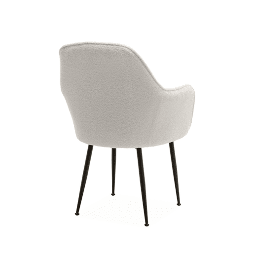 Cadeirãos encaracolado com pernas de metal, set de 2, Shella boucle, Boucle branco, 57x59x84.5 cm